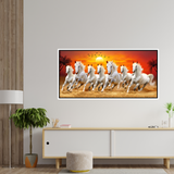 Premium Seven Running Horses at Sunrise Canvas Painting for Wall Decors