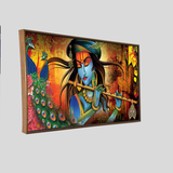 Premium Lord Krishna Playing Flute Premium Canvas Wall Painting For Home Decors
