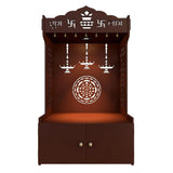 Timeless Wooden Mandir for Home with Spacious Shelf & Inbuilt Focus Light- Brown