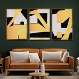 Abstract Art Of Geometric Framed Crytal Glass Painting