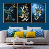 Beautiful Butterflies Framed Crystal Glass Painting Set Of 3