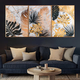 Botanical Leaves Framed Crystal Glass Painting Set Of 3