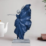 Elegant Blue Dress Dancing Girl Statue Table Decoration Showpiece