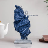 Elegant Blue Dress Dancing Girl Statue Table Decoration Showpiece