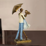 Embrace Couple Under Umbrella Statue for Table Decoration Showpiece