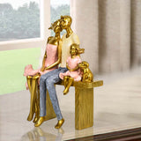 Golden Beloved Family Human Figurines Table Decorative Showpiece