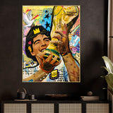 Golden Glory The King Maradona Triumph Cotton Canvas Wall Painting