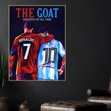Greatest Of All Time Messi and Ronaldo Cotton Canvas Wall Painting