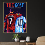 Greatest Of All Time Messi and Ronaldo Cotton Canvas Wall Painting