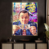 Greed Is Good DiCaprio Graffiti Cotton Canvas Wall Painting