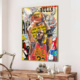 Mascot The Chicago Bulls Graffiti Style Cotton Canvas Wall Painting