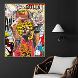 Mascot The Chicago Bulls Graffiti Style Cotton Canvas Wall Painting