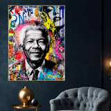 President Nelson Mandela Street Art Portrait Cotton Canvas Wall Painti