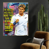 Roger Federer Never Give Up Pop Art Cotton Canvas Wall Painting