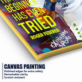 Roger Federer Never Give Up Pop Art Cotton Canvas Wall Painting