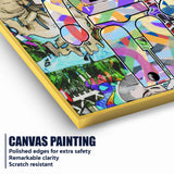 Street Colorful Graffiti Fashion Violent Teddy Bear Cotton Canvas Wall