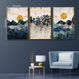 Sun Rise And Set Of Geometric Framed Crystal Glass Painting