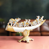 The Asian Royal Elephant Family Table Decoration Showpiece