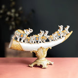 The Asian Royal Elephant Family Table Decoration Showpiece