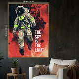 The Sky Is The Limit Astronaut Space Art Cotton Canvas Wall Painting