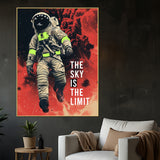 The Sky Is The Limit Astronaut Space Art Cotton Canvas Wall Painting