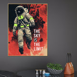 The Sky Is The Limit Astronaut Space Art Cotton Canvas Wall Painting