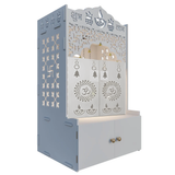 Divine Wooden Floor Temple with Door & Spacious Shelf & Inbuilt Focus Light