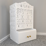 Lotus Wooden Floor Door Temple for Home With Inbuilt focus Lights & Spacious Shelf