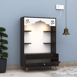 Engineered Wood Divine Home / Puja Temple Design with LED Lights, Home Mandir, OM, Puja Shelf for Home/Office - Brown