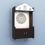 Divine LED Light Puja Shelf OM Temple Stand Home Mandir Puja Mandir for Home, Office - Brown