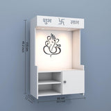 Divine LED Light Puja Shelf Ganesha Temple Stand Home Mandir Puja Mandir for Home, Office - White