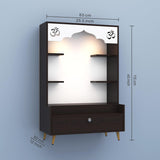 Engineered Wood Divine Home / Puja Temple Design with LED Lights, Home Mandir, OM, Puja Shelf for Home/Office - Brown