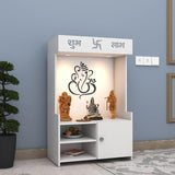 Divine LED Light Puja Shelf Ganesha Temple Stand Home Mandir Puja Mandir for Home, Office - White