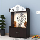 Divine LED Light Puja Shelf OM Temple Stand Home Mandir Puja Mandir for Home, Office - Brown