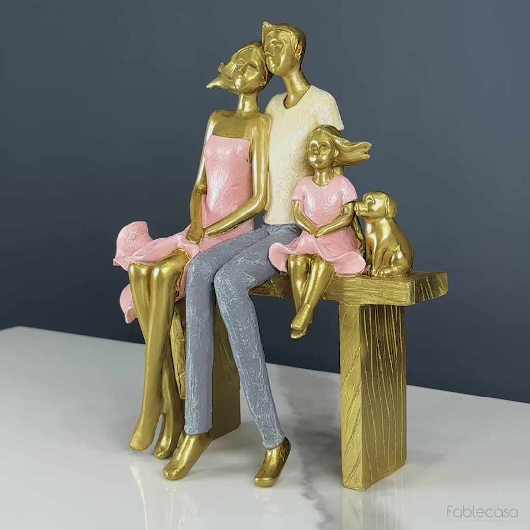 Golden Beloved Family Human Figurines Table Decorative Showpiece