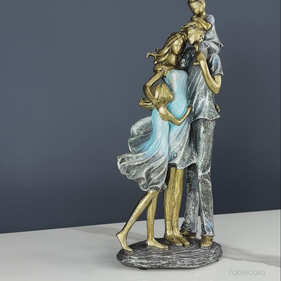 Golden Harmony Family Sculpture Resin Table Decoration Showpiece