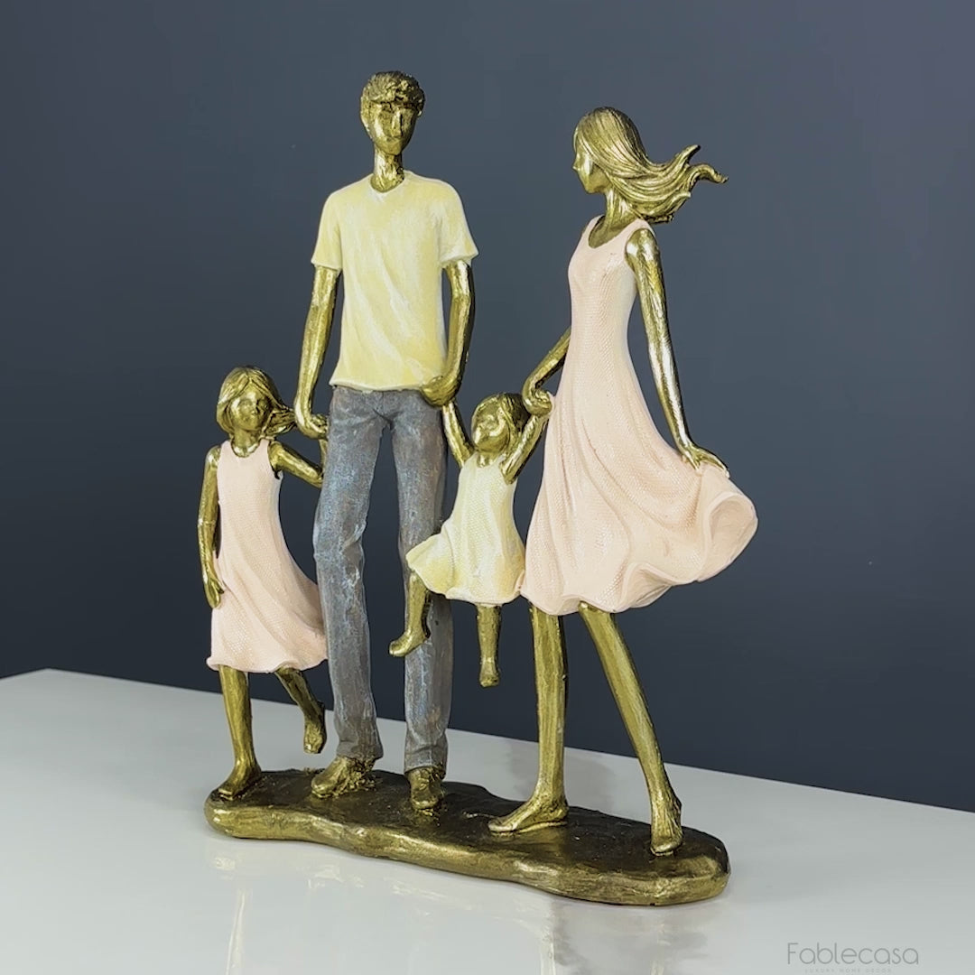 Golden Beloved Family Statue for Table Decoration Showpiece
