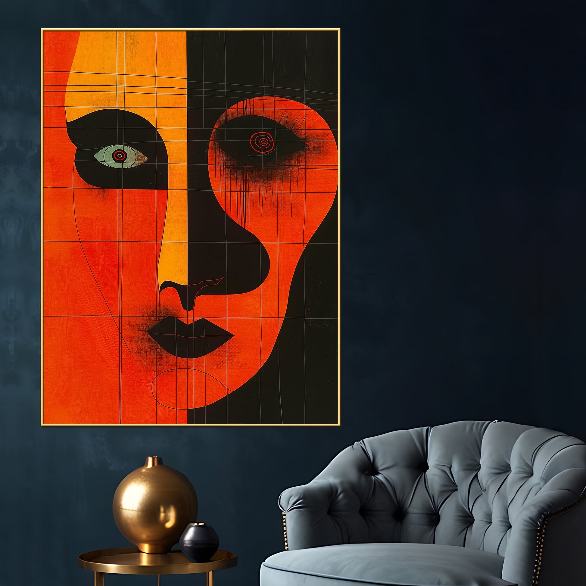 Abstract Face Mindset Is Everything Cotton Canvas Wall Painting