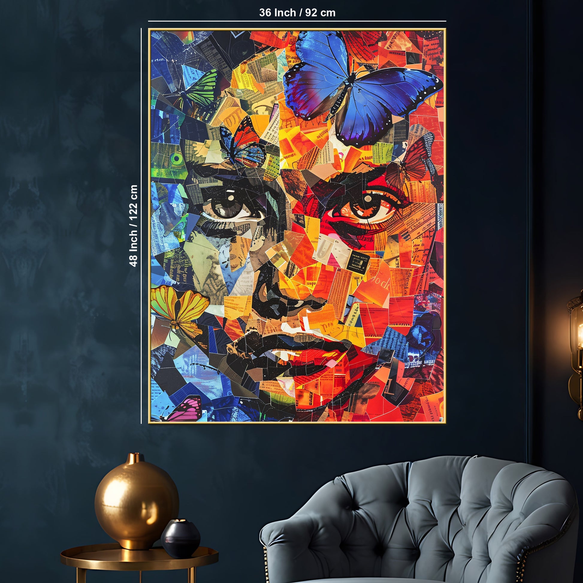 Abstract Floral Butterfly Woman Cotton Canvas Wall Painting