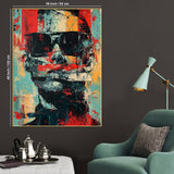 Abstract Man With The Sunglasses Cotton Canvas Wall Painting