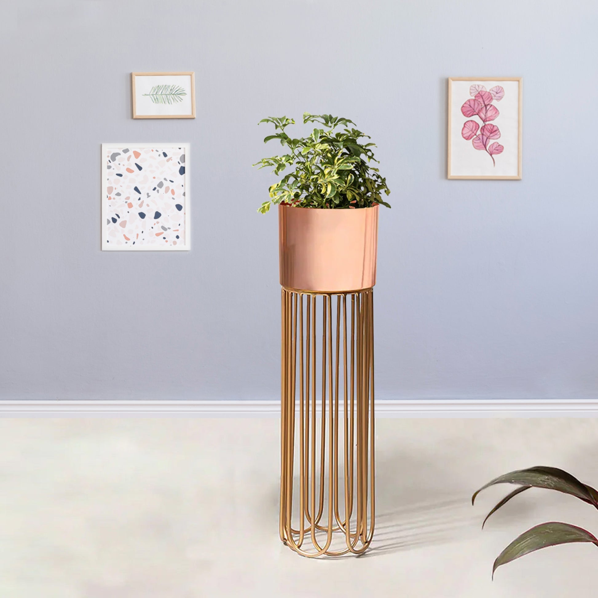 Artisan Arboretum Gold Stand & Ross Gold Pot - Medium Size Planter