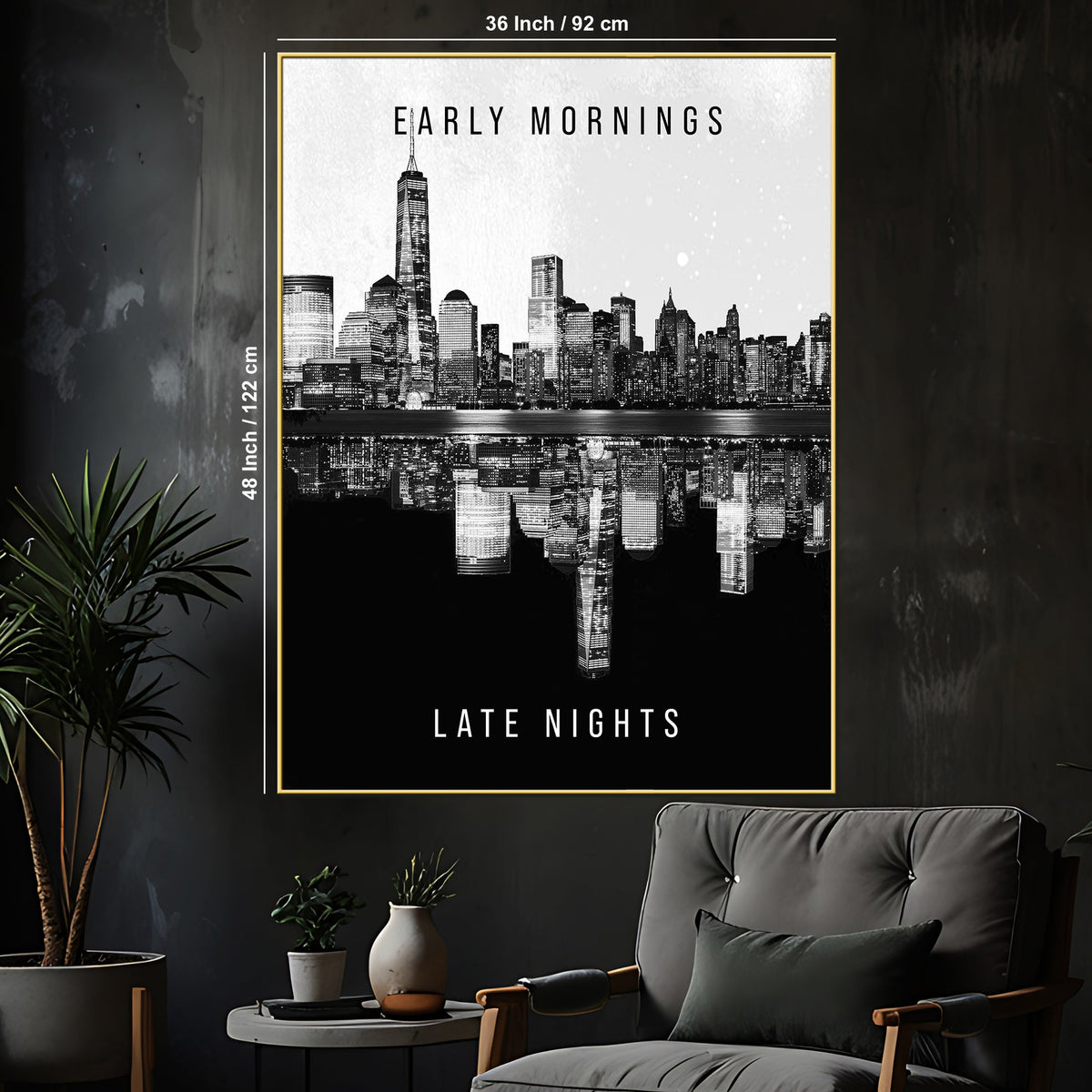 Balance Between Skyline Day And Night Cotton Canvas Wall Painting