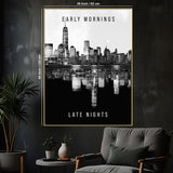 Balance Between Skyline Day And Night Cotton Canvas Wall Painting