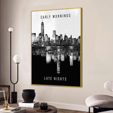 Balance Between Skyline Day And Night Cotton Canvas Wall Painting