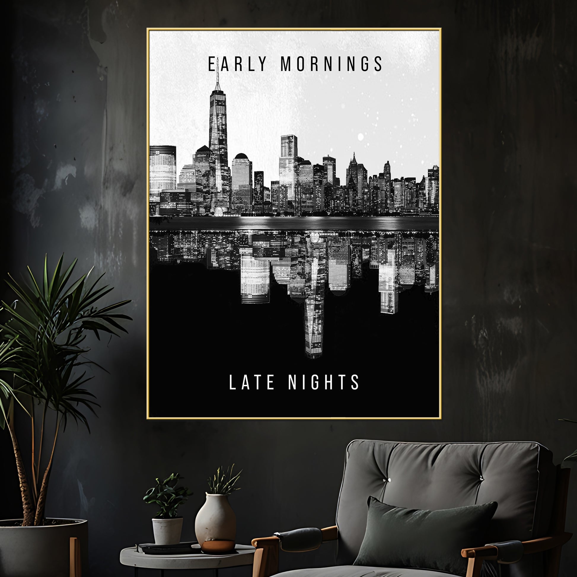 Balance Between Skyline Day And Night Cotton Canvas Wall Painting