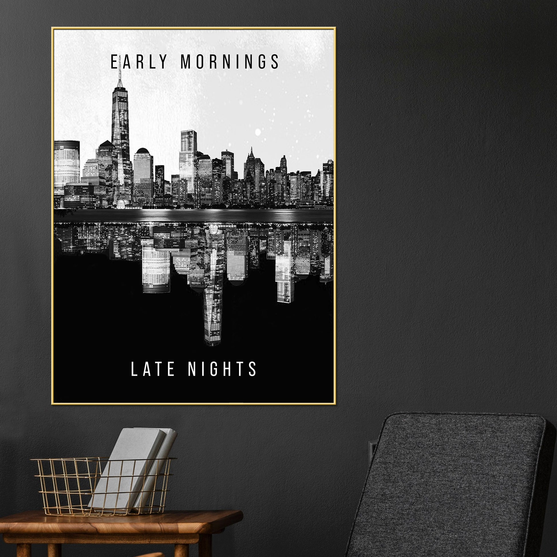 Balance Between Skyline Day And Night Cotton Canvas Wall Painting