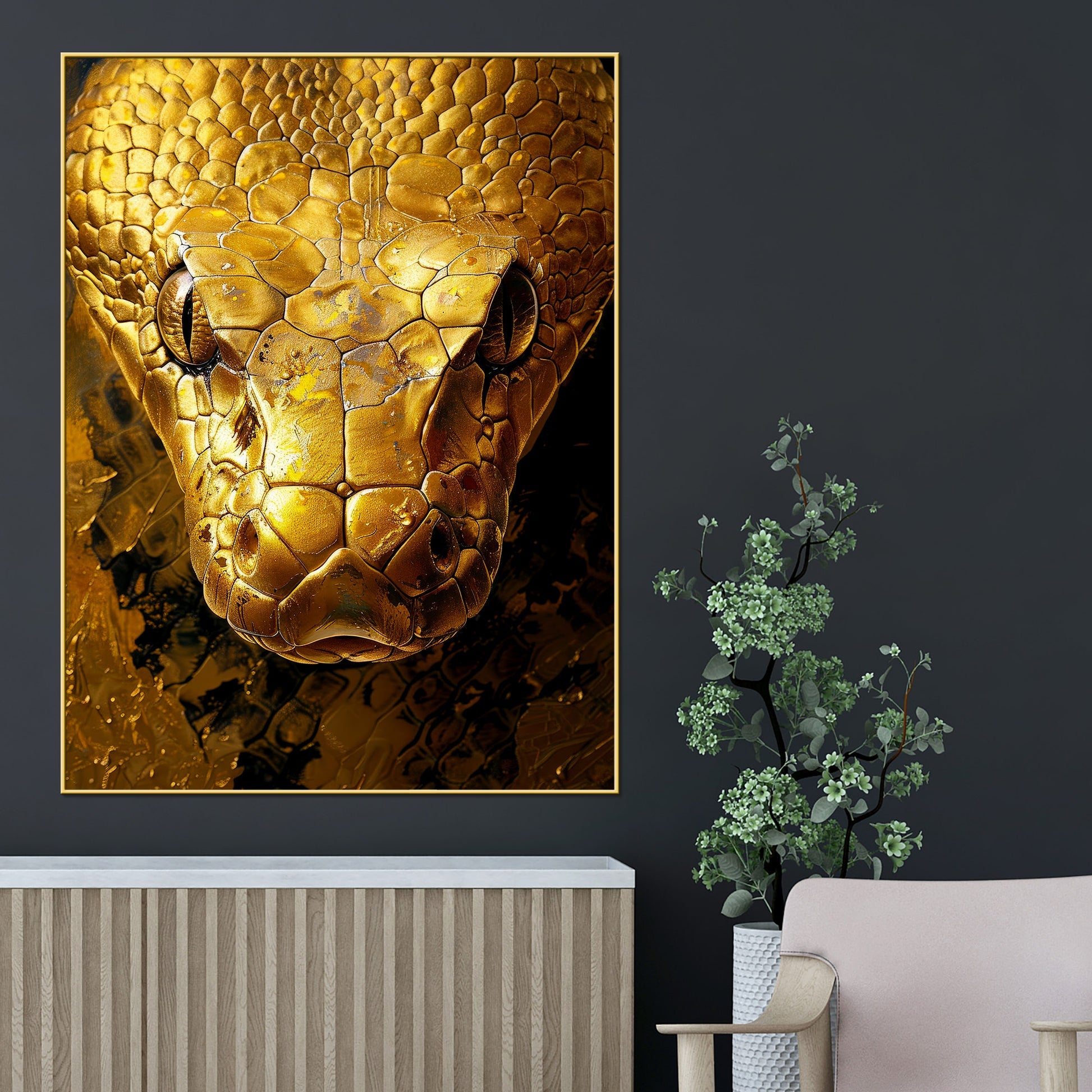 Be Danger Be Expensive Luxurious Snake Cotton Canvas Wall Painting
