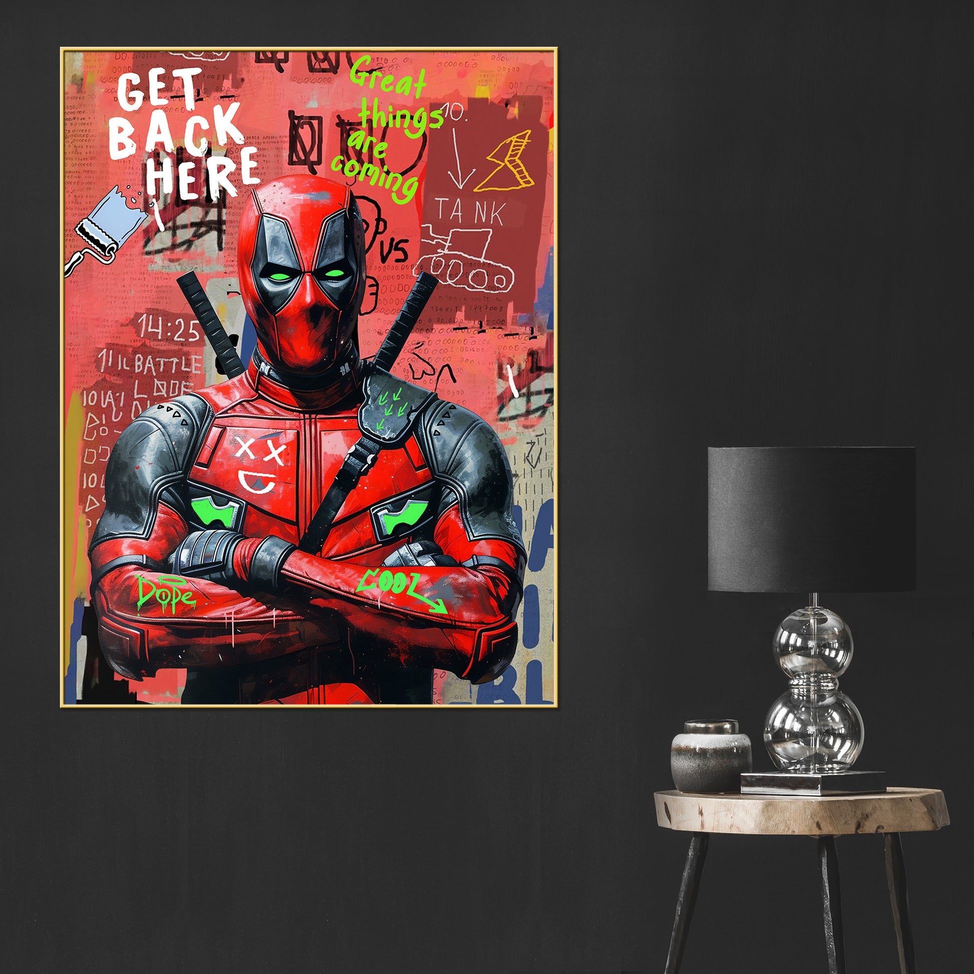 Be The Hero Of Your Life Dead Pool Graffiti Cotton Canvas Wall Paintin