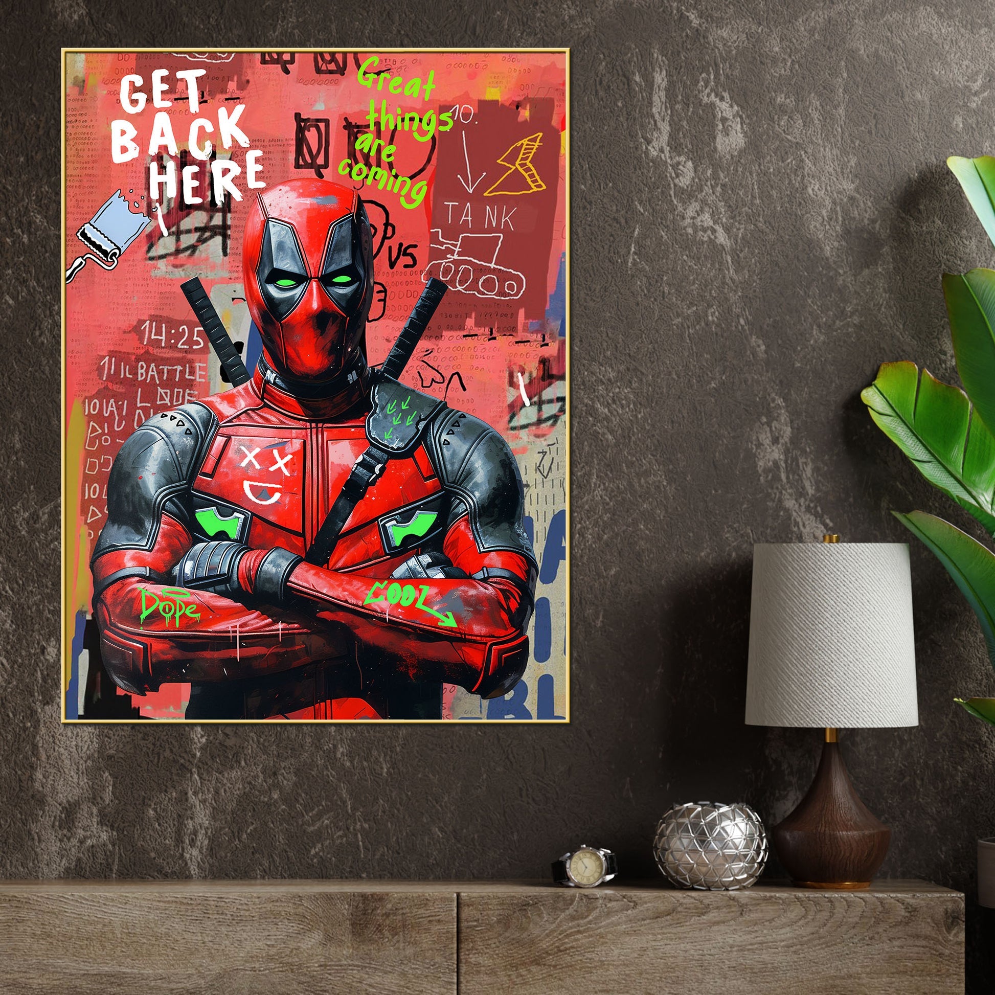 Be The Hero Of Your Life Dead Pool Graffiti Cotton Canvas Wall Paintin