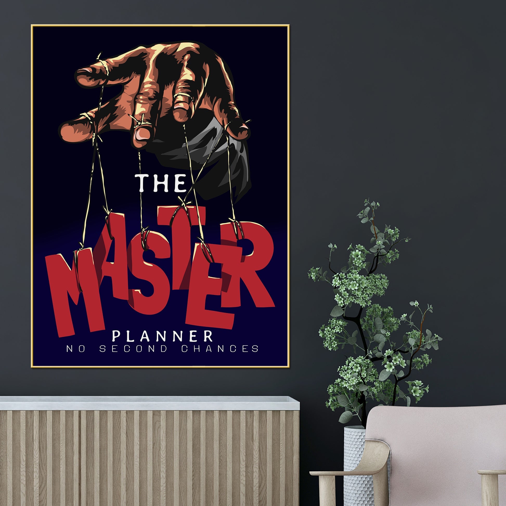 Best Plan Or No Plan Bold Puppet Hand Cotton Canvas Wall Painting